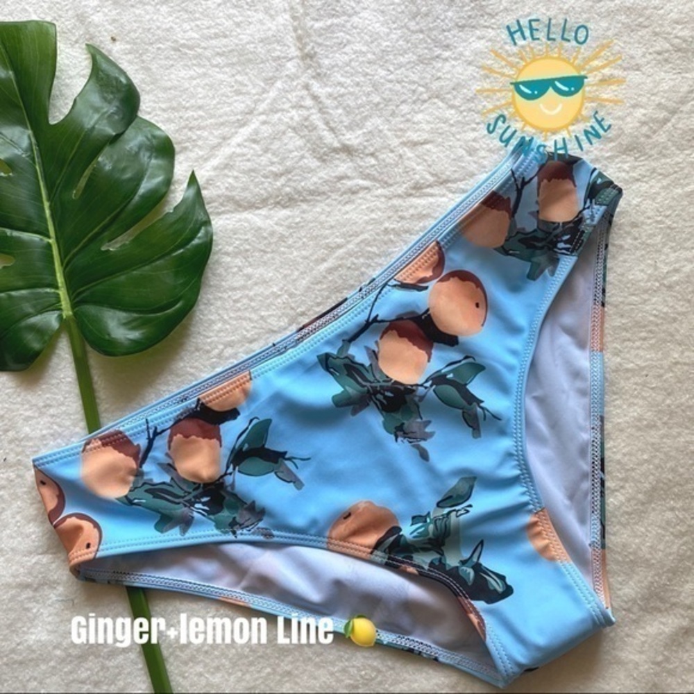 Blue Orange Bathing Suit Bikini Bottom Large NWOT